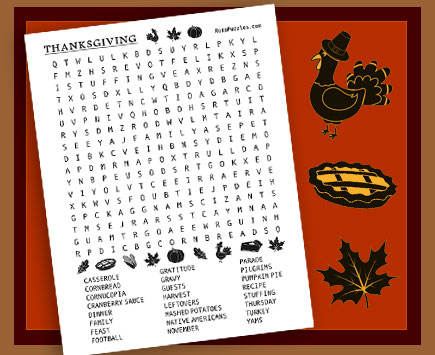 Thanksgiving Large Print Word Search – Free Printable Download