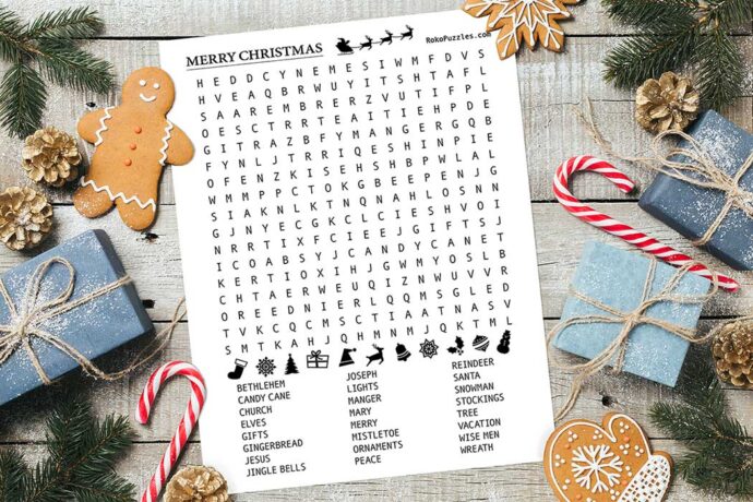 Christmas Large Print Word Search – Free Printable Download – RokoPuzzles Christmas Large Print Word Search – Free Printable Download – RokoPuzzles