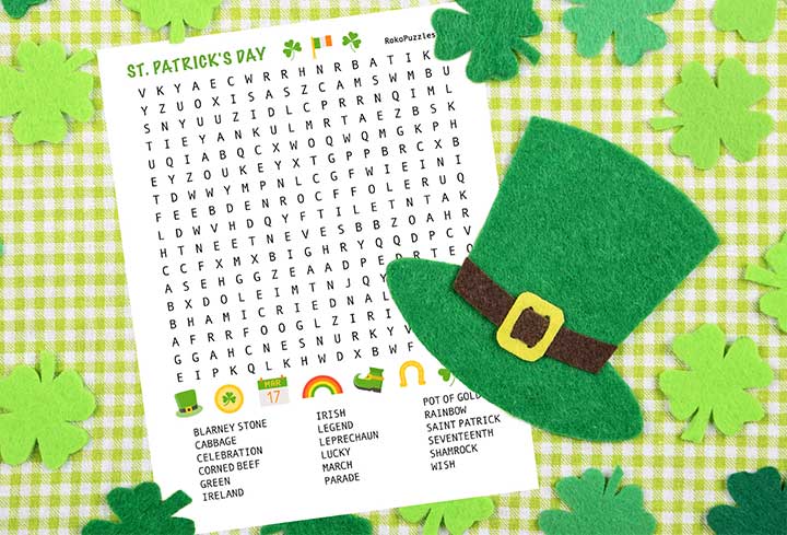 St. Patrick’s Day Large Print Word Search – Free Print At Home Download