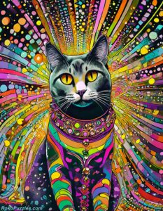 psychedelic 1960's cat art ai colorful diva