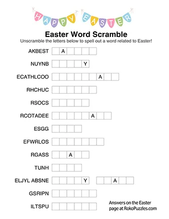 Easter word scramble promo banner